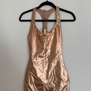 Skims Metallic Swim Cycle Suit Copper/Gold XS